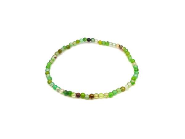 Achát fazettált szinezett zöld golyó kari 3-4mm