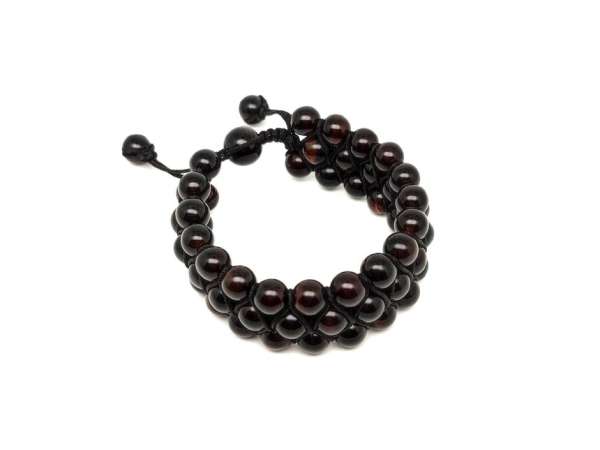 Achát barna 3 soros golyó karkötő 8mm