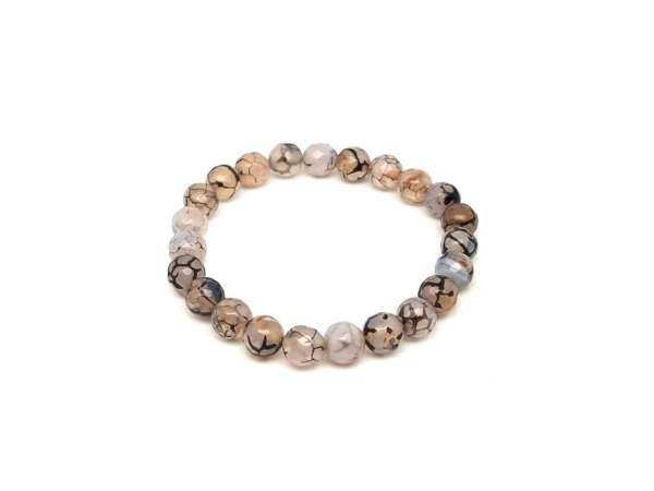 Achát tűz fazettált szin szürke golyó kari 8mm