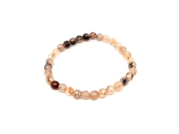 Achát tűz fazettált szin szürke golyó kari 6mm