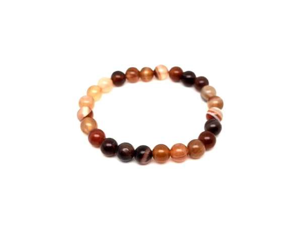 Achát golyó kari szinezett barna fehér 8-8,5mm