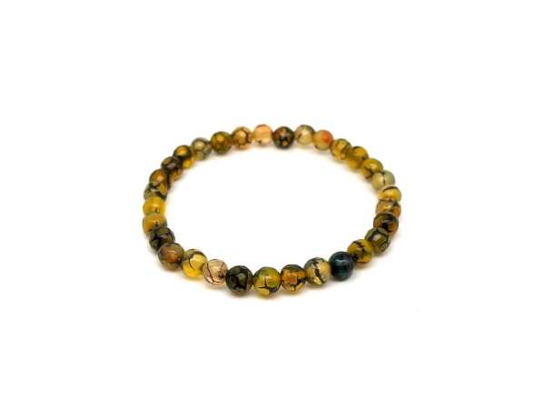 Achát tűz fazettált szin zöld sárga golyó kari 6mm