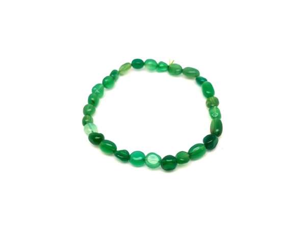 Achát zöld szinezett pebble karkötő 7-8mm