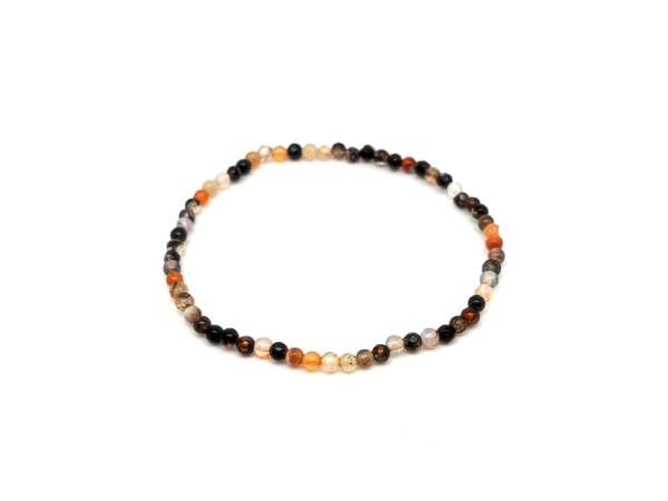 Achát tűz fazettált fekete szürke golyó kari 3-4mm