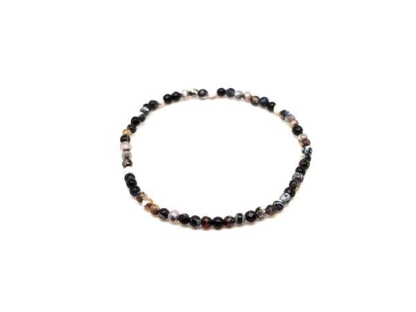 Achát tűz faz szinezett fekete golyó kari 3-4mm