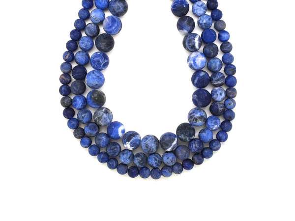 Szodalit matt golyó 5-5,5mm– ékszerkészítő alapanyag (füzér)