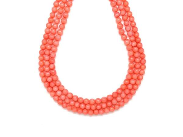 Korall szinezett golyó rózsaszín 4-4,5mm– ékszerkészítő alapanyag (füzér)