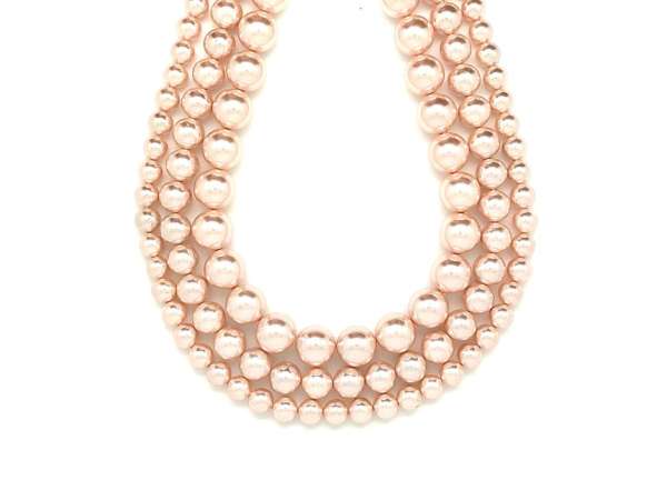 Kagyló bevont bézs golyó 10-11mm– ékszerkészítő alapanyag (füzér)