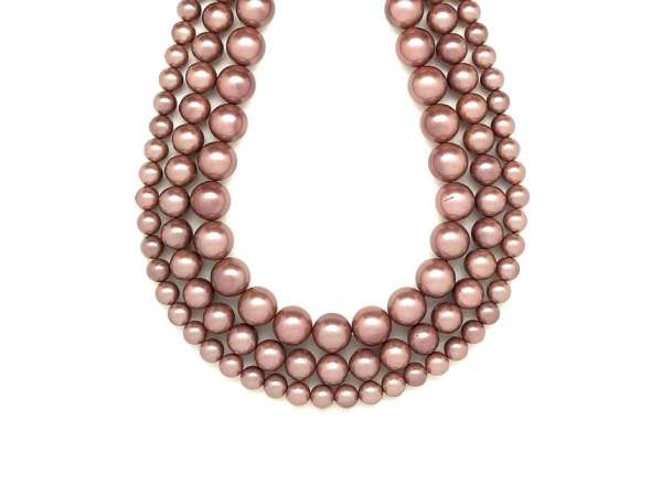 Kagyló bevont világos barna golyó 6-7mm– ékszerkészítő alapanyag (füzér)