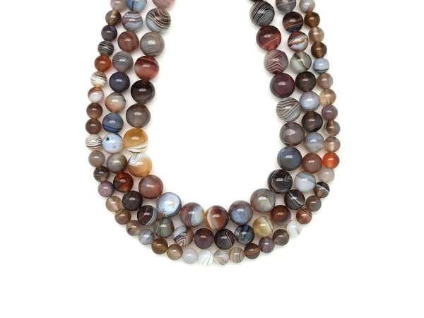 Achát botswana golyó 2 4mm– ékszerkészítő alapanyag (füzér)