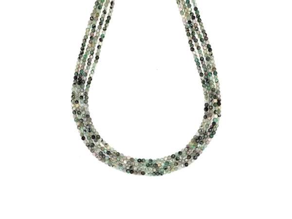 Smaragd fazettált golyó 2mm– ékszerkészítő alapanyag (füzér)