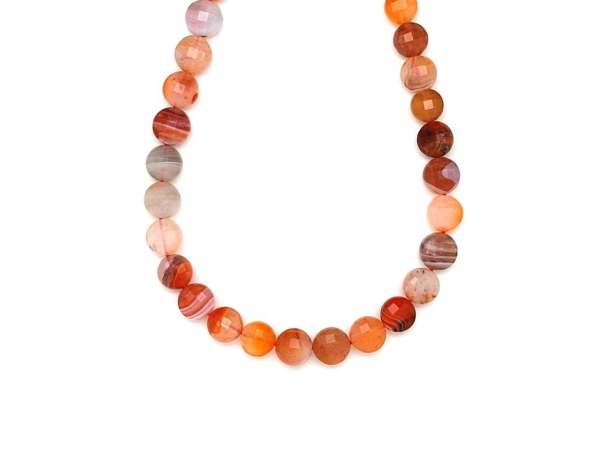 Achát botswana vörös fazettált kör 8-9x6-7mm– ékszerkészítő alapanyag (füzér)