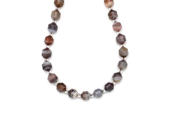 Achát botswana fazettált lampion 7x8mm– ékszerkészítő alapanyag (füzér)