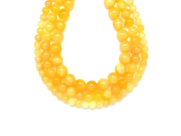 Kalcit sárga golyó 10-11mm– ékszerkészítő alapanyag (füzér)