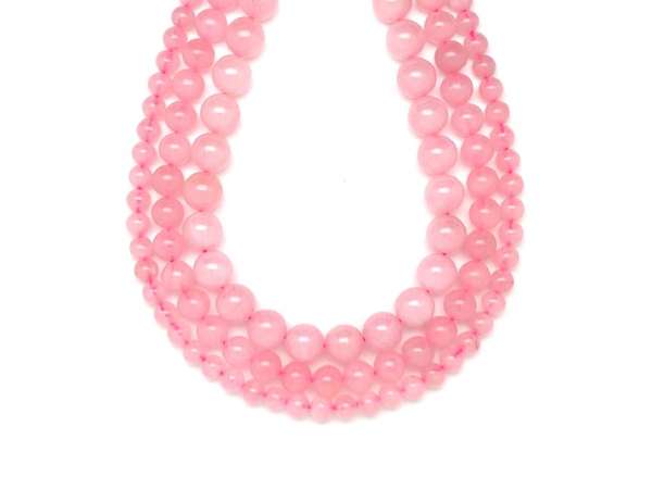 Rózsakvarc golyó A 6-7mm– ékszerkészítő alapanyag (füzér)