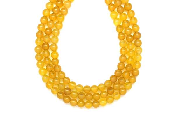 Achát sárga golyó 6mm– ékszerkészítő alapanyag (füzér)