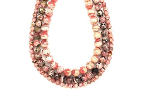 Rodokrozit golyó 5-6mm– ékszerkészítő alapanyag (füzér)