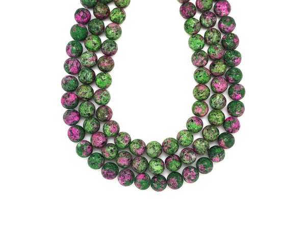 Achát crazy matt zöld lila szín golyó 10mm– ékszerkészítő alapanyag (füzér)