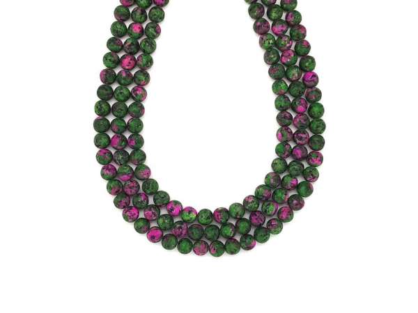 Achát crazy matt zöld lila szín golyó 6mm– ékszerkészítő alapanyag (füzér)