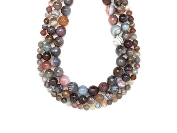 Achát botswana fazettált golyó 6mm– ékszerkészítő alapanyag (füzér)