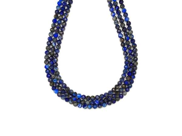 Lapis lazuli fazettált golyó 4mm– ékszerkészítő alapanyag (füzér)