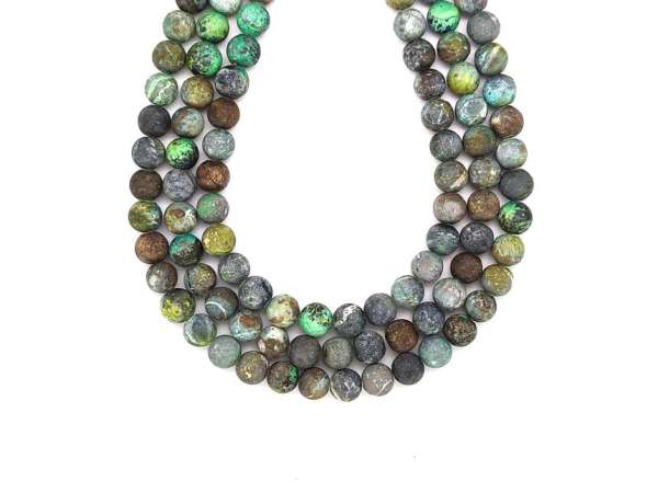 Achát crazy matt szinezett zöld golyó 8mm– ékszerkészítő alapanyag (füzér)