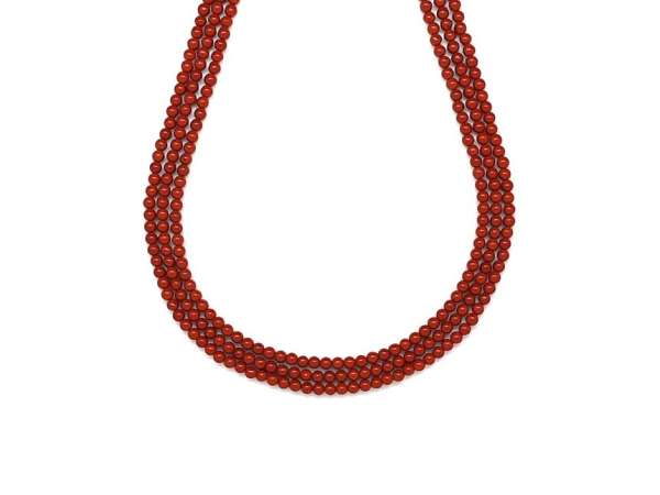 Jáspis vörös golyó 2-3mm– ékszerkészítő alapanyag (füzér)