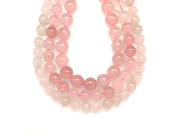 Rózsakvarc golyó 14-15mm (MDG)– ékszerkészítő alapanyag (füzér)