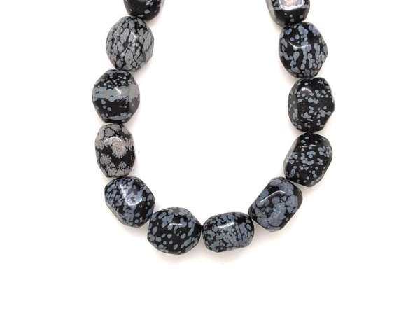 Obszidián hópehely lapcs darabok 12-14x18-19mm– ékszerkészítő alapanyag (füzér)