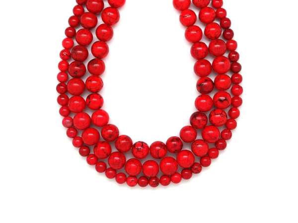 Magnezit piros golyó szinezett 6mm– ékszerkészítő alapanyag (füzér)