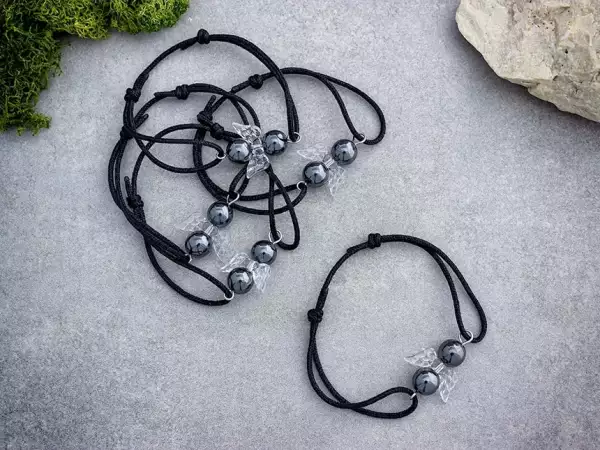 Vitalitás angyal hematit microcord karkötő 5 dbos csomag