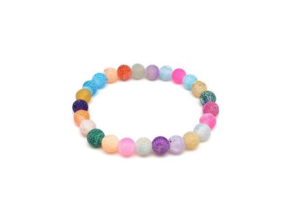 Achát hők szinezett matt vegyes golyó karkötő 8mm