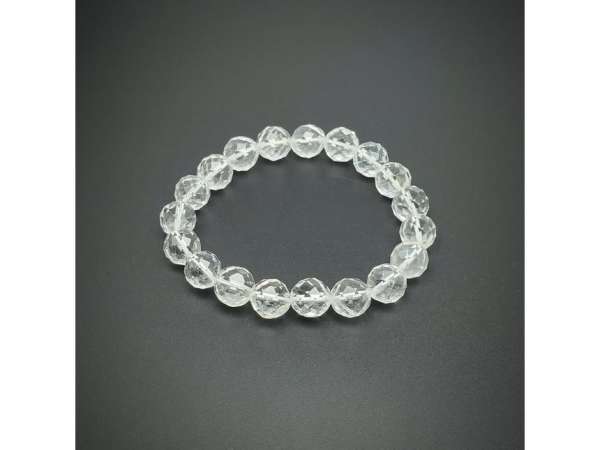 Hegyikristály fazettált golyó karkötő 9-10mm