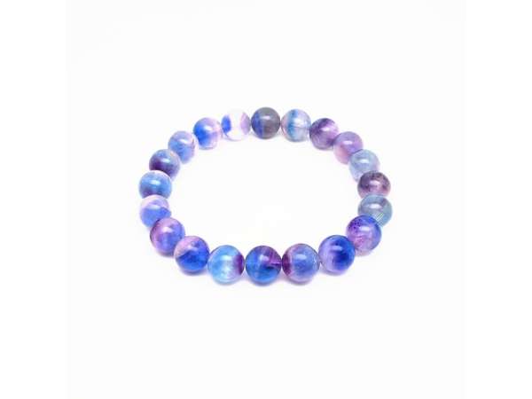 Fluorit szivárvány golyó karkötő 10-11mm