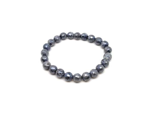 Larvikit fazettált aura golyó karkötő 8mm