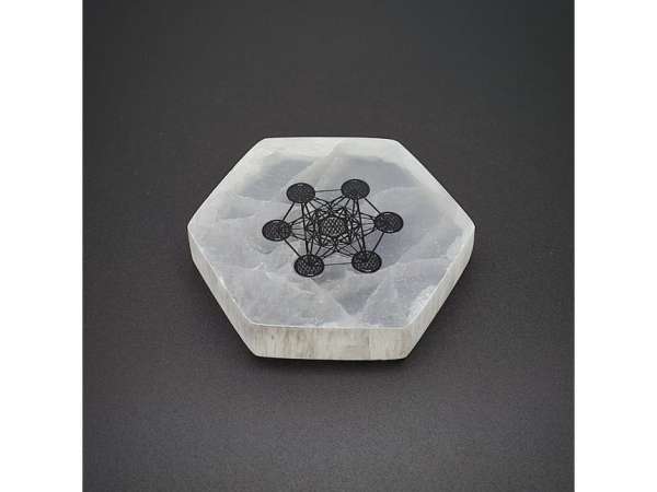 Szelenit hatszög lap metatron fekete 6cm