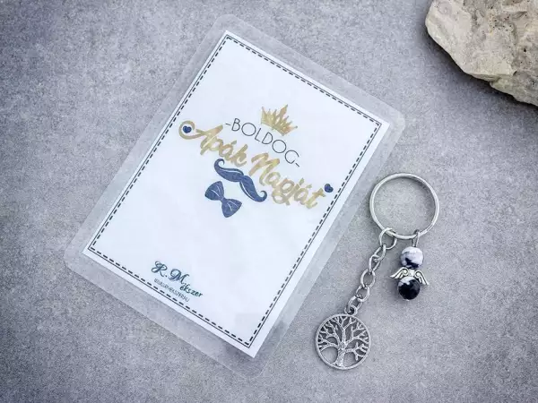 Apák angyala achát kulcstartó Apák Napi üdvözlettel