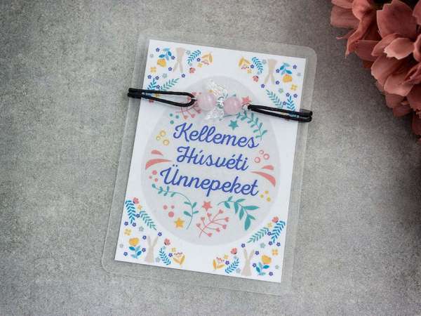 Kellemes Húsvéti rózsakvarc angyal karkötő