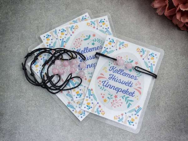 Kellemes Húsvéti rózsakvarc angyal karkötő 5 dbos csomag