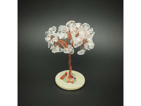 Ásványfa réz Hegyikristály jáde lapon 8cm