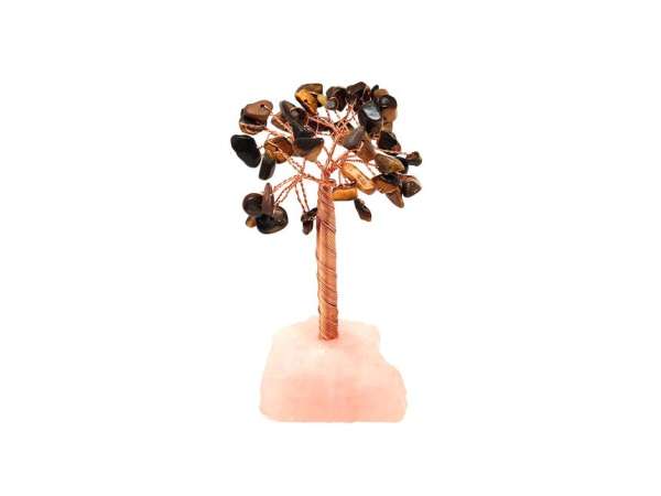 Ásványfa réz Tigrisszem nyers rózsakvarc 10-11cm