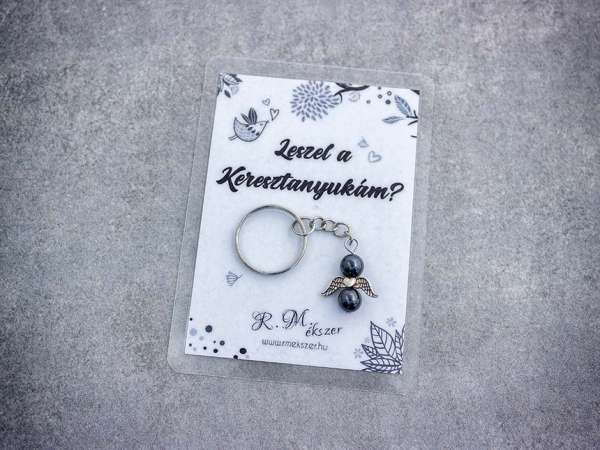 Leszel a Keresztanyukám kulcstartó hematittal