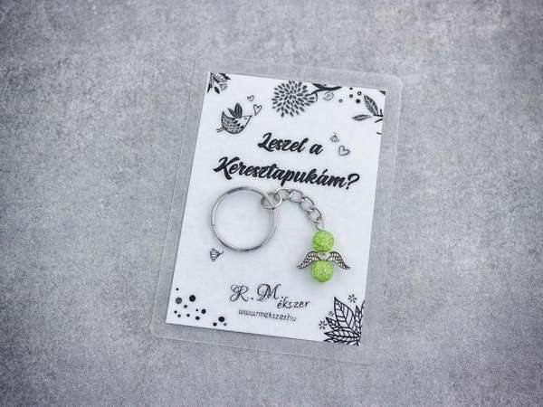 Leszel a Keresztapukám zöld angyal medálos kulcstartó