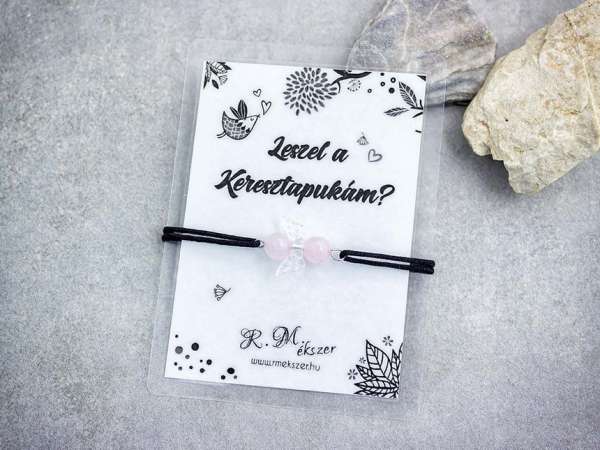 Leszel a Keresztapukám rózsakvarc angyal karkötő