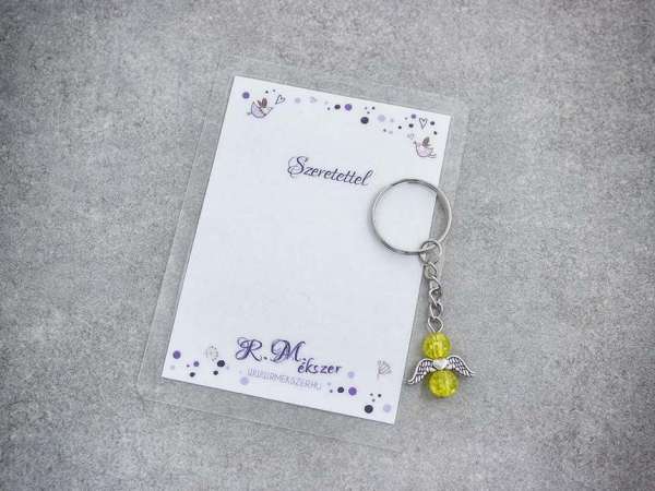 Szeretettel sárga angyal medálos kulcstartó