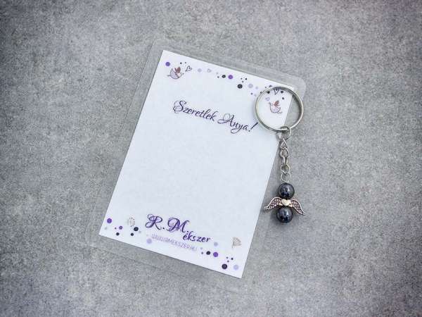 Szeretlek Anya kulcstartó hematittal