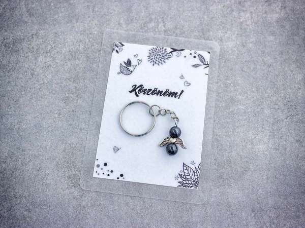 Köszönöm kulcstartó hematittal