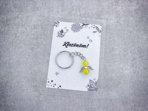 Köszönöm sárga angyal medálos kulcstartó