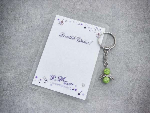 Szeretlek Dadus zöld angyal medálos kulcstartó
