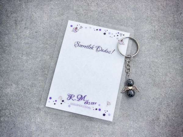 Szeretlek Dadus kulcstartó hematittal